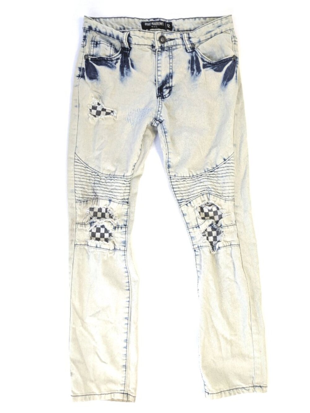 Distressed Road Narrows Jeans - Girl's 12 - Boy's Youth Checkered Pants 27x27
